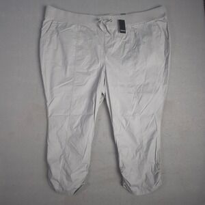 New Torrid Women Plus 5X Crop Pull On Stretch Poplin Mid-Rise Harbor Mist Pants